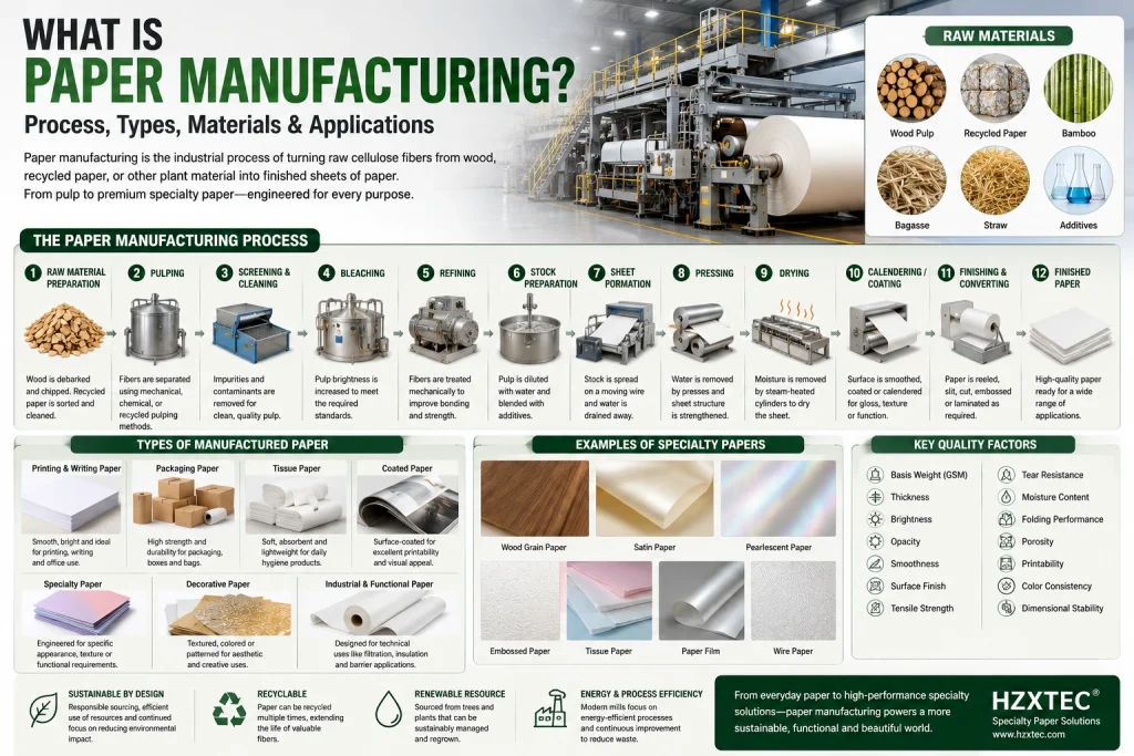 What Is Paper Manufacturing? Process, Types, Materials & Applications